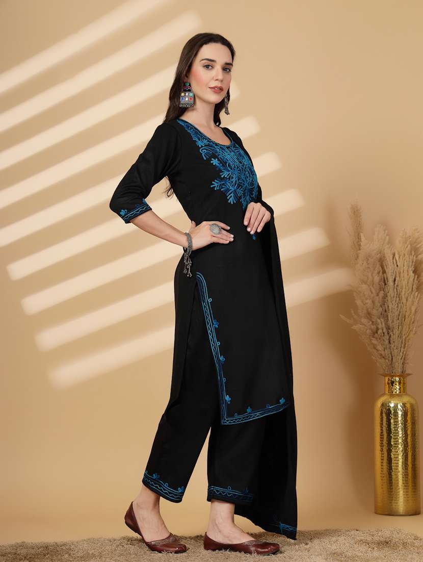 women embroidered winter wear suit set - 21686398 -  Standard Image - 2