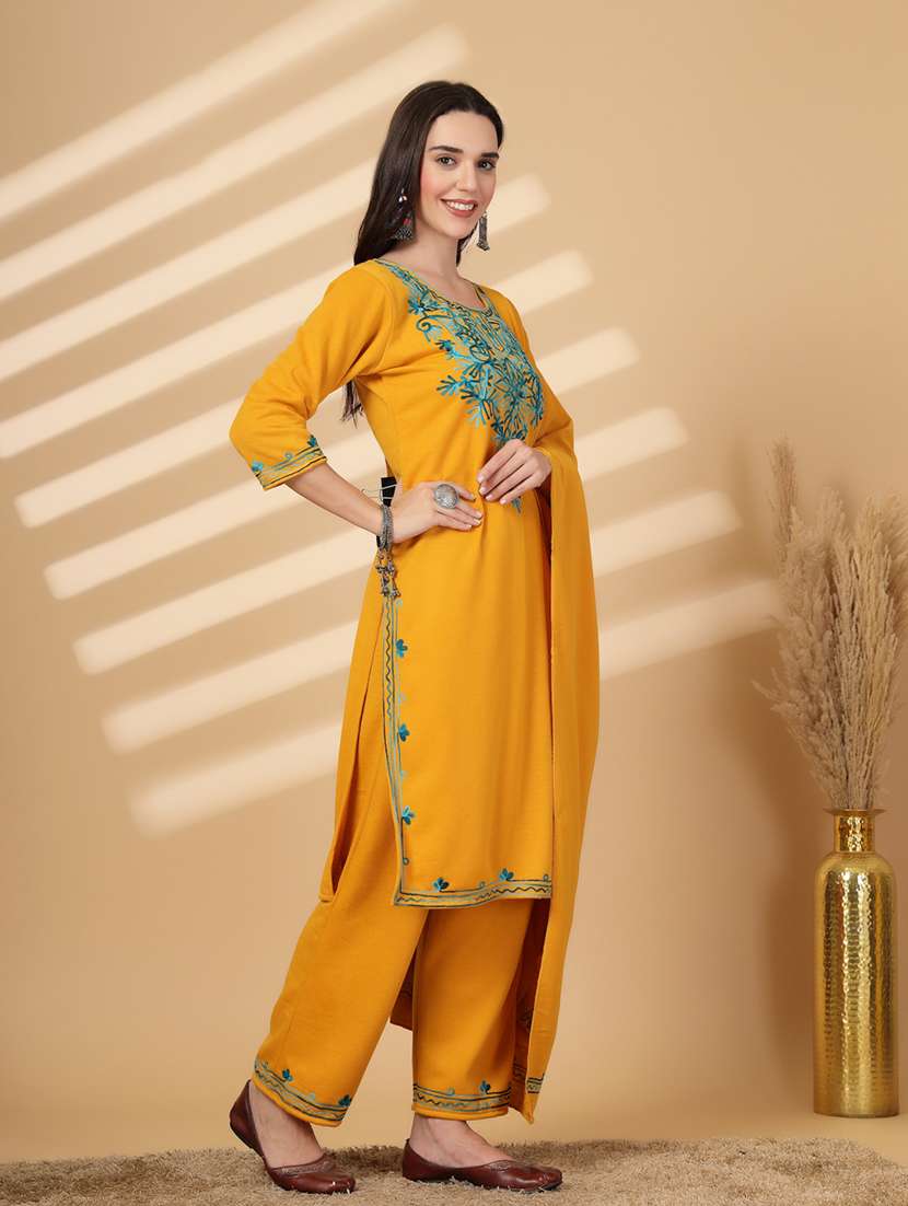women embroidered winter wear suit set - 21686401 -  Standard Image - 2