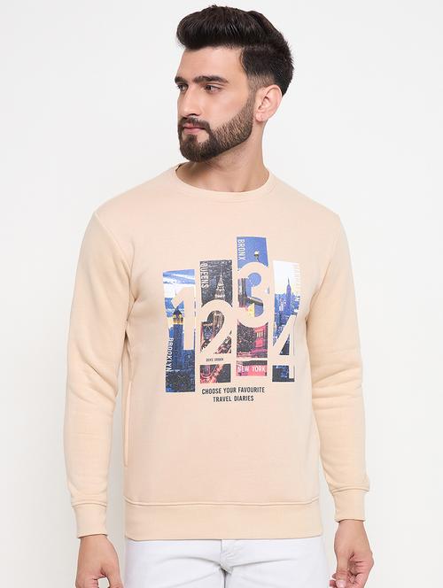 men long sleeves front print sweatshirt - 21686439 - Standard Image - 0
