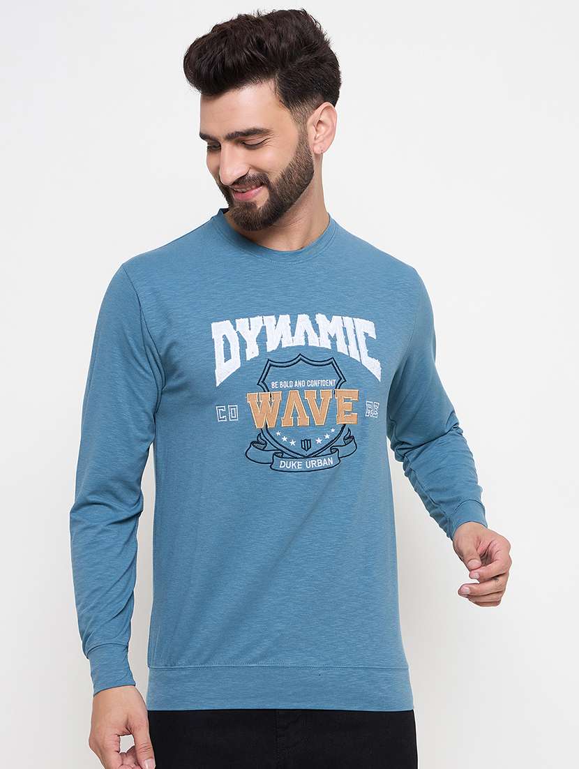 men long sleeves front print sweatshirt