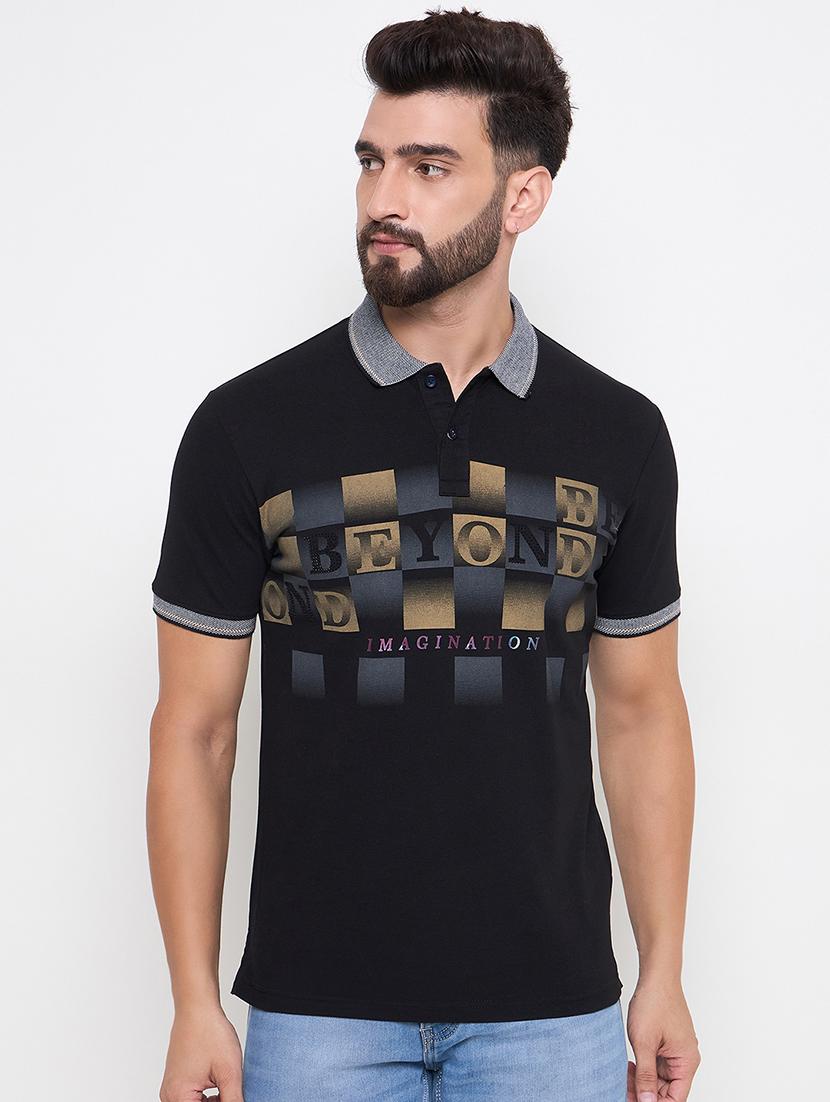men short sleeves chest printed polo t-shirt - 21686482 -  Zoom Image - 0