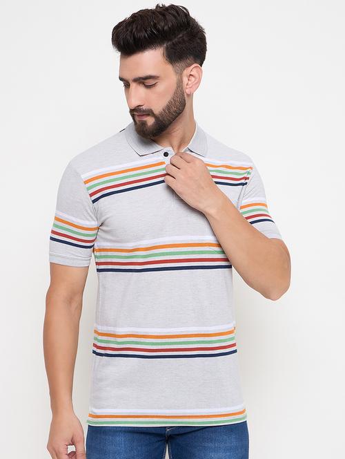 men short sleeves striped polo t-shirt - 21686488 - Standard Image - 0
