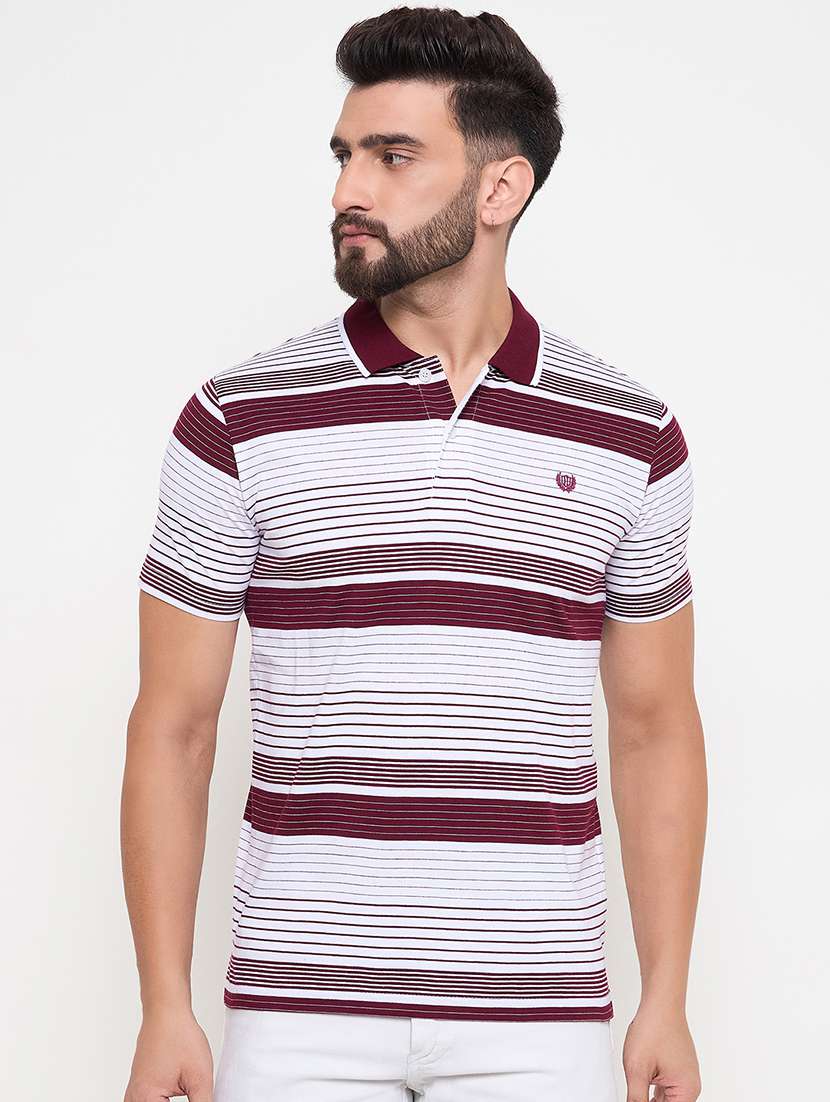 men short sleeves striped polo t-shirt