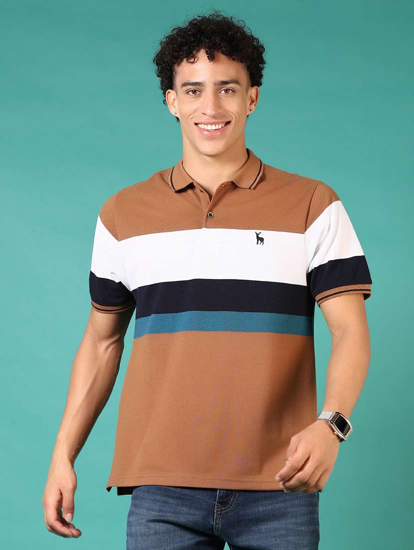 men color blocked short sleeves polo t-shirt
