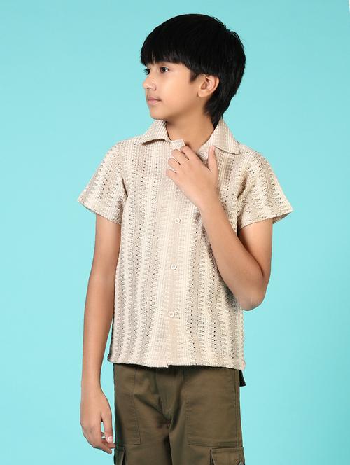 boys self designed cuban collared shirt - 21686601 - Standard Image - 0