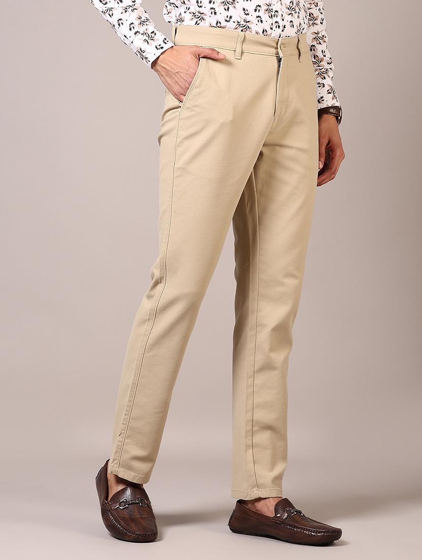 men solid mid rise chinos trouser - 21686693 - Standard Image - 2