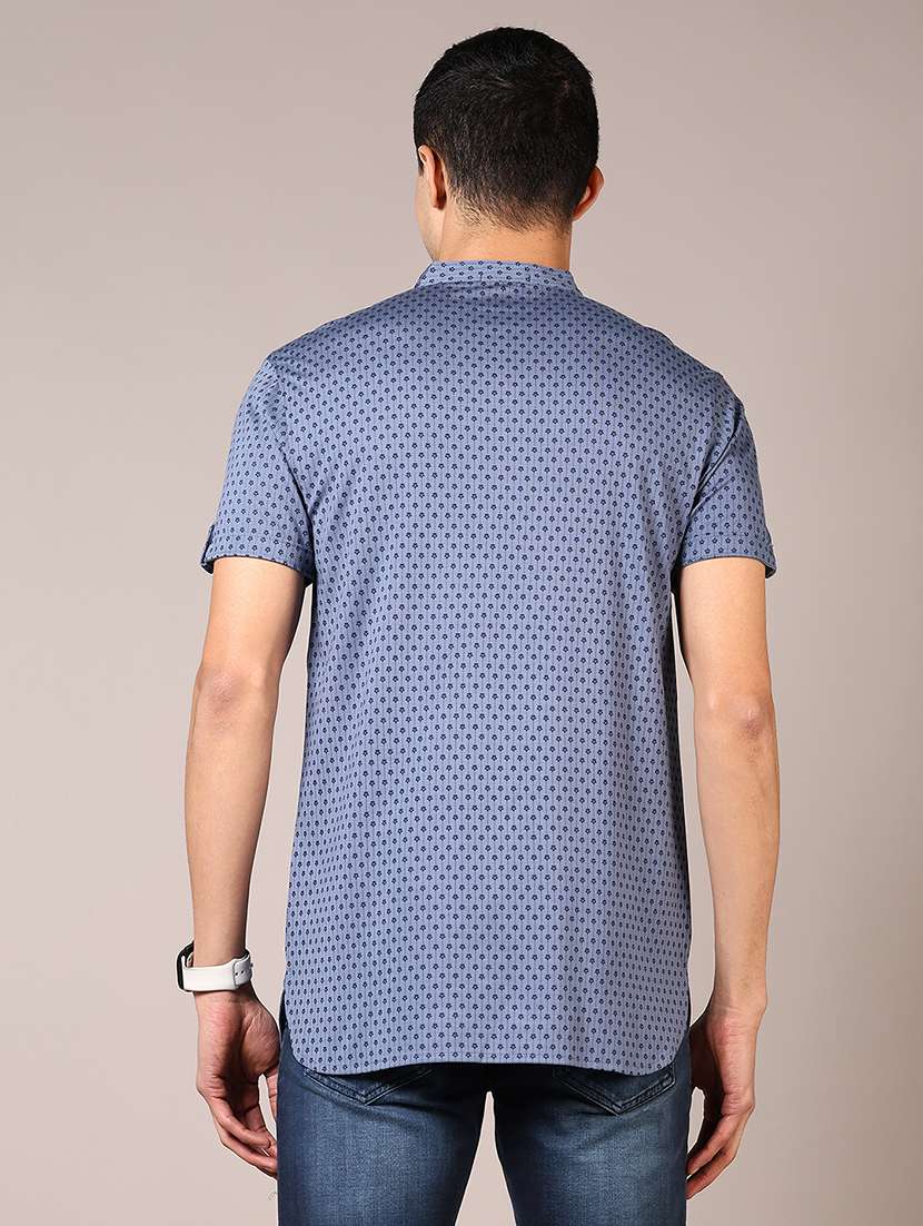 men printed mandarin neck long sleeves t-shirt - 21686704 - Standard Image - 2