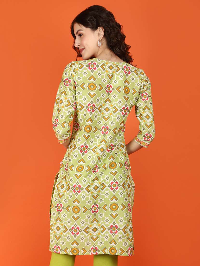 women three quarter sleeve straight kurta - 21686755 -  Standard Image - 2