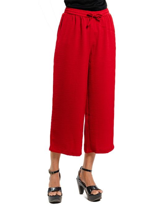 women solid mid rise calf length palazzo - 21686826 - Standard Image - 0