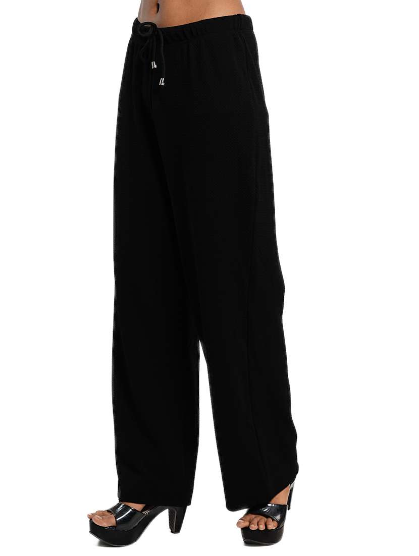 women solid mid rise wide leg trouser - 21686829 - Zoom Image - 0