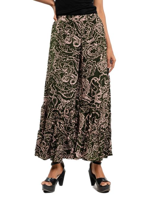 women printed mid rise tiered palazzo - 21686835 -  Standard Image - 0