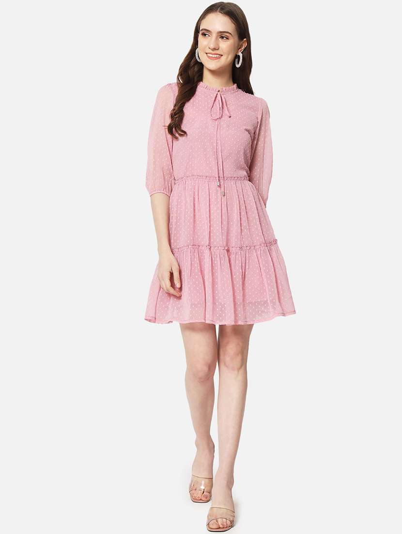 women self designed puff sleeves tiered dress