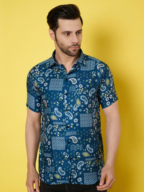 men short sleeves printed casual shirt - 21687060 - Standard Image - 0