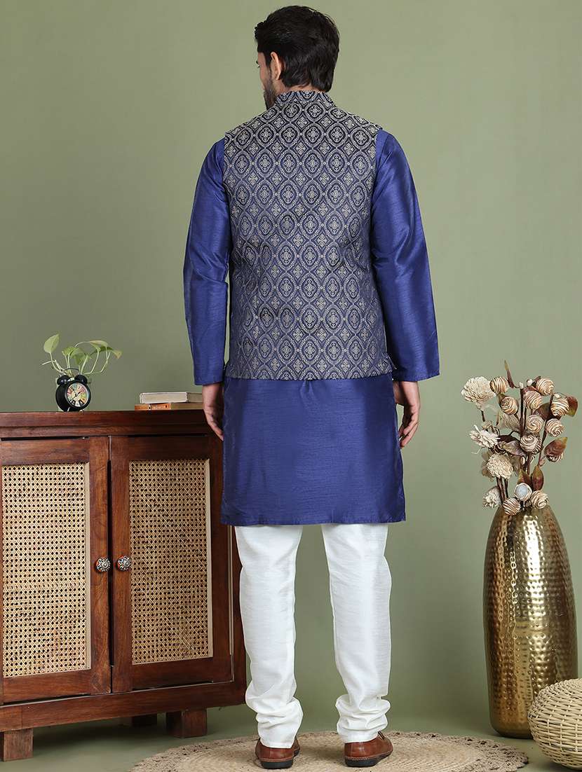 men self design kurta pyjama with jacket ethnic wear set - 21687088 -  Standard Image - 2