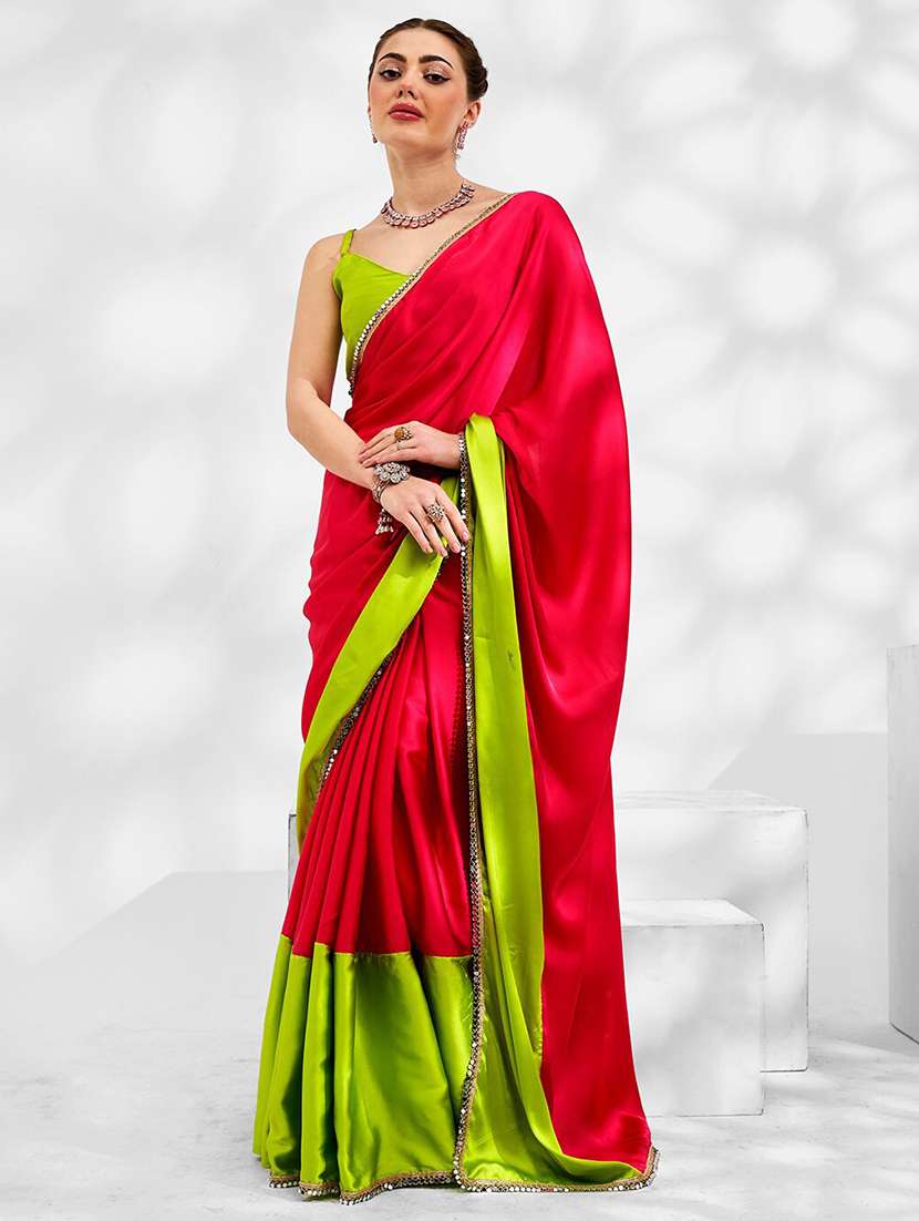 women red bordered saree with blouse