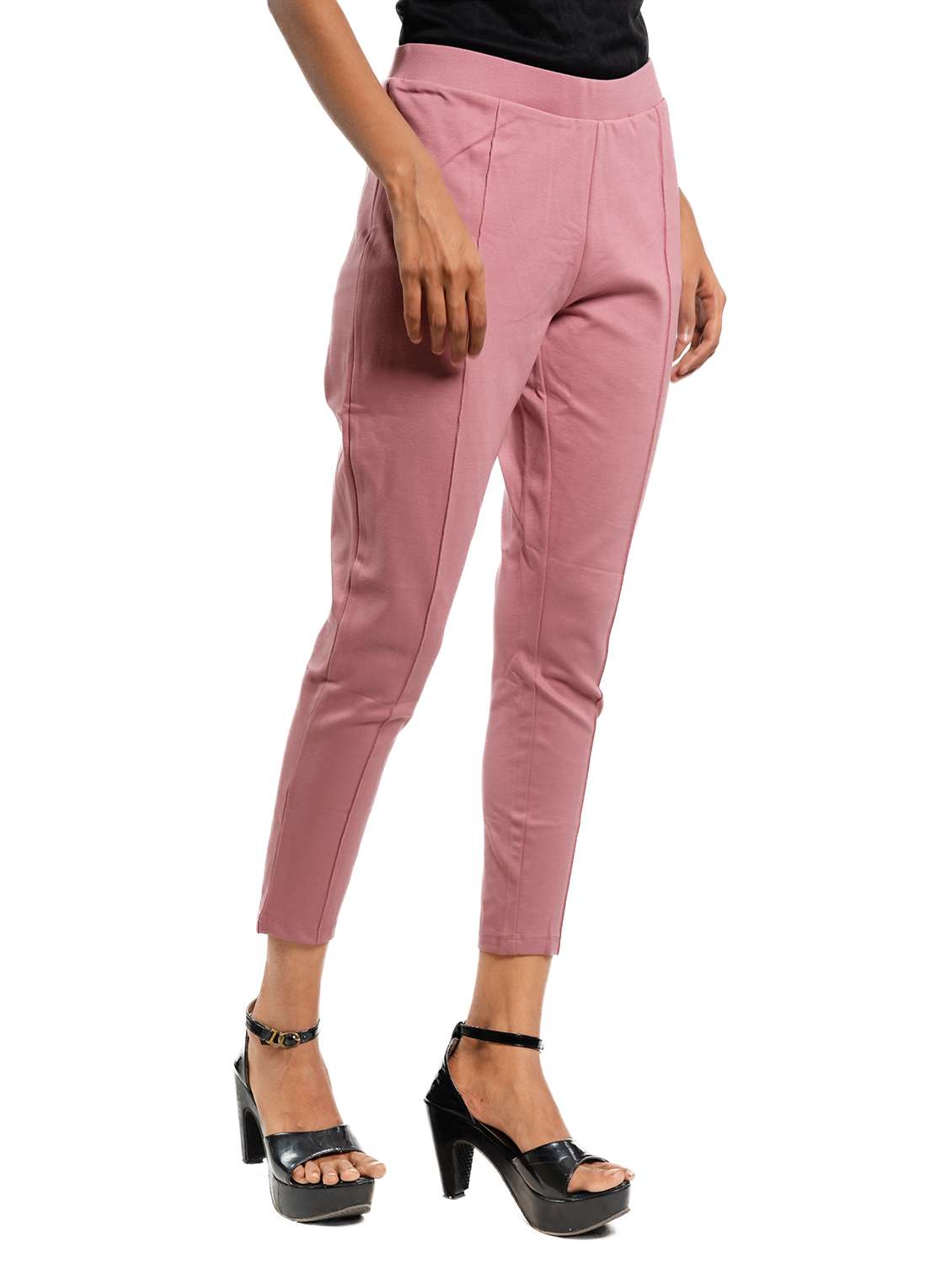 women solid mid rise cigarette pants 