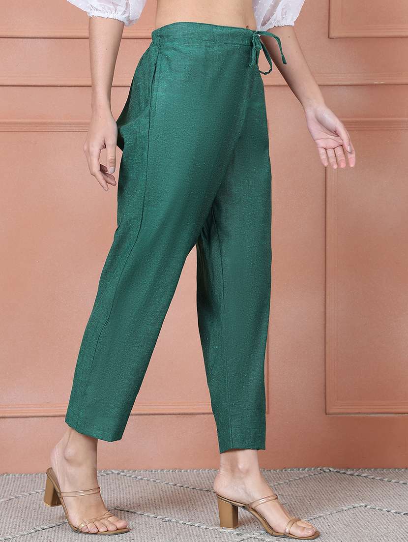 women green solid ankle length tapered pant - 21687453 -  Standard Image - 2
