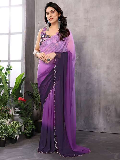 women ombre printed saree with blouse - 21687458 - Standard Image - 0