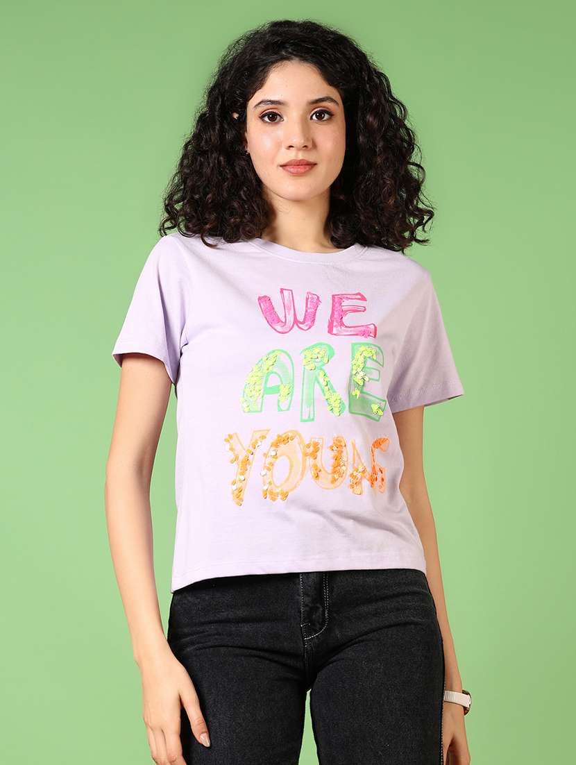 women printed round neck t-shirt