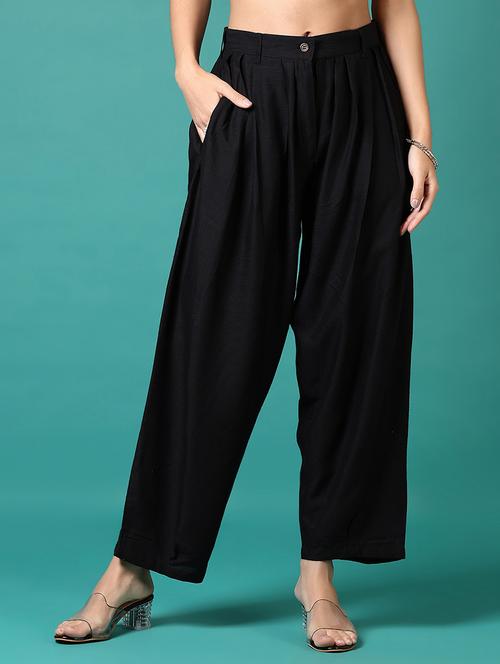 women black solid salwar - 21687493 -  Standard Image - 0