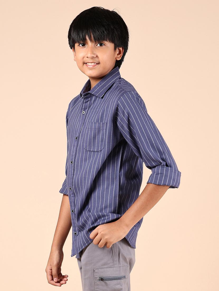 boys striped collared long sleeves shirt - 21687522 - Standard Image - 2
