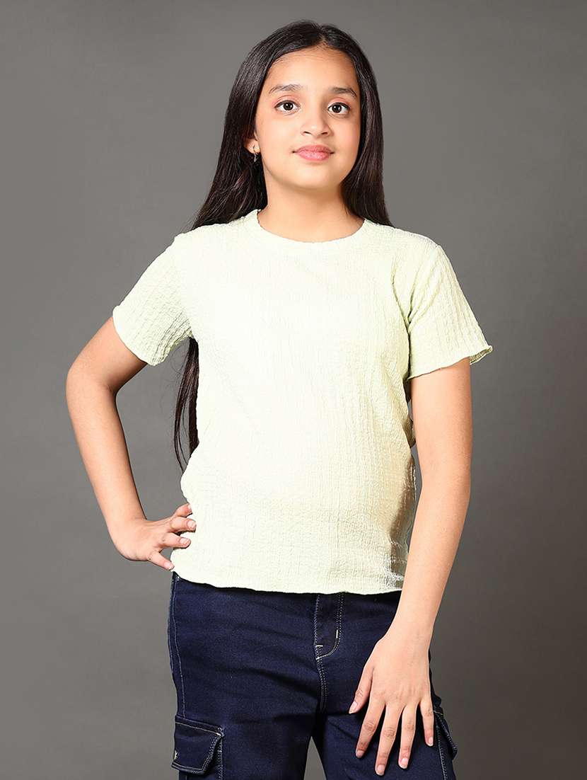 girls solid short sleeves tee - 21687526 -  Zoom Image - 0