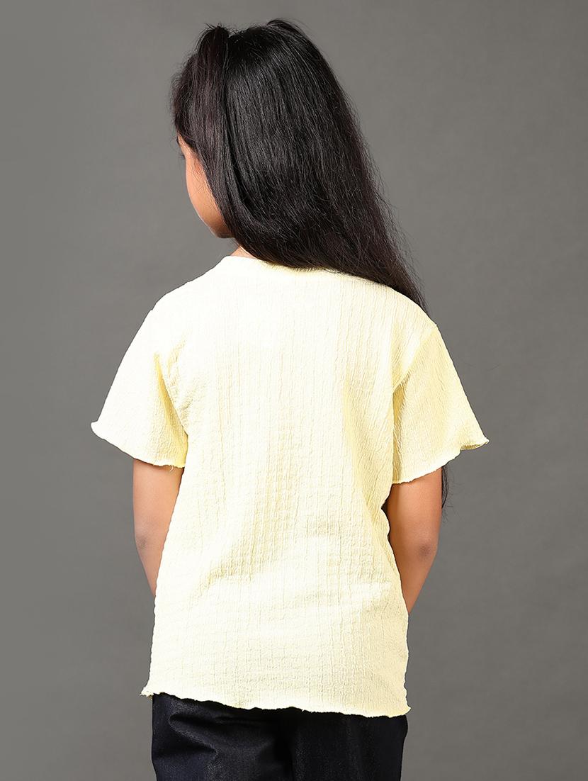 girls round neck self design top - 21687538 - Standard Image - 2