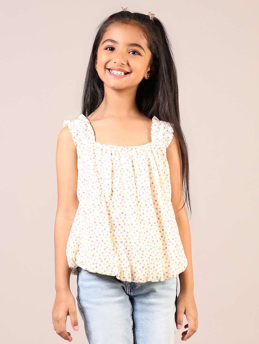 off white printed cotton top