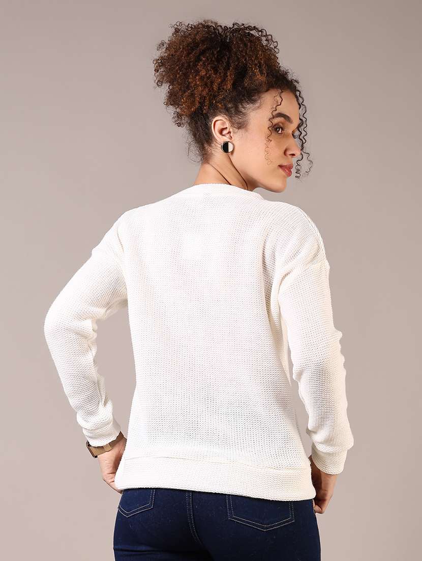 women solid long sleeves pullover - 21687544 -  Standard Image - 2