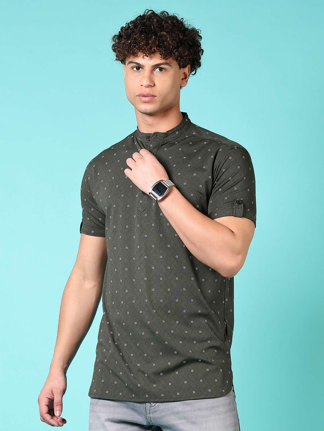 men printed short sleeves slim fit t-shirt - 21687650 - Zoom Image - 0