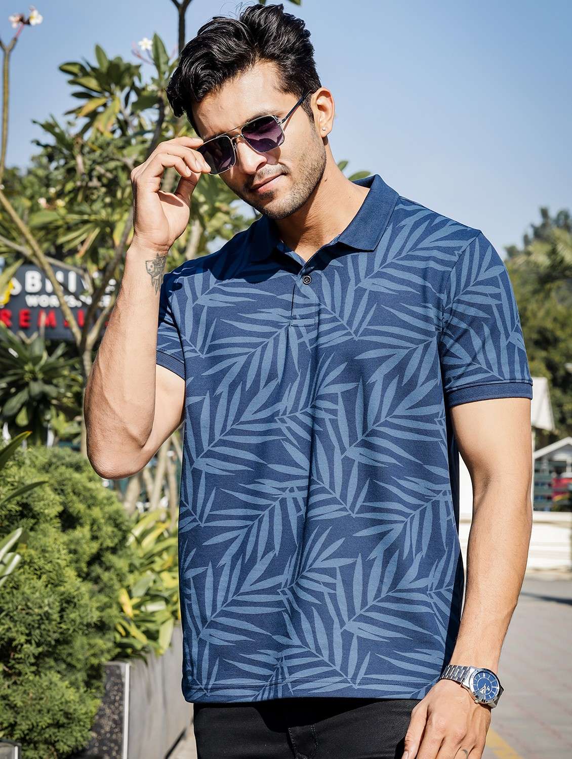 men short sleeves printed polo t-shirt 