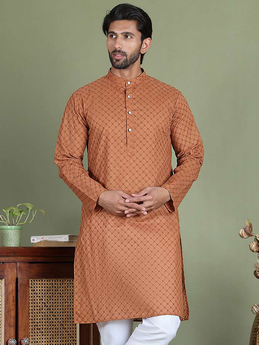 brown cotton long  kurta