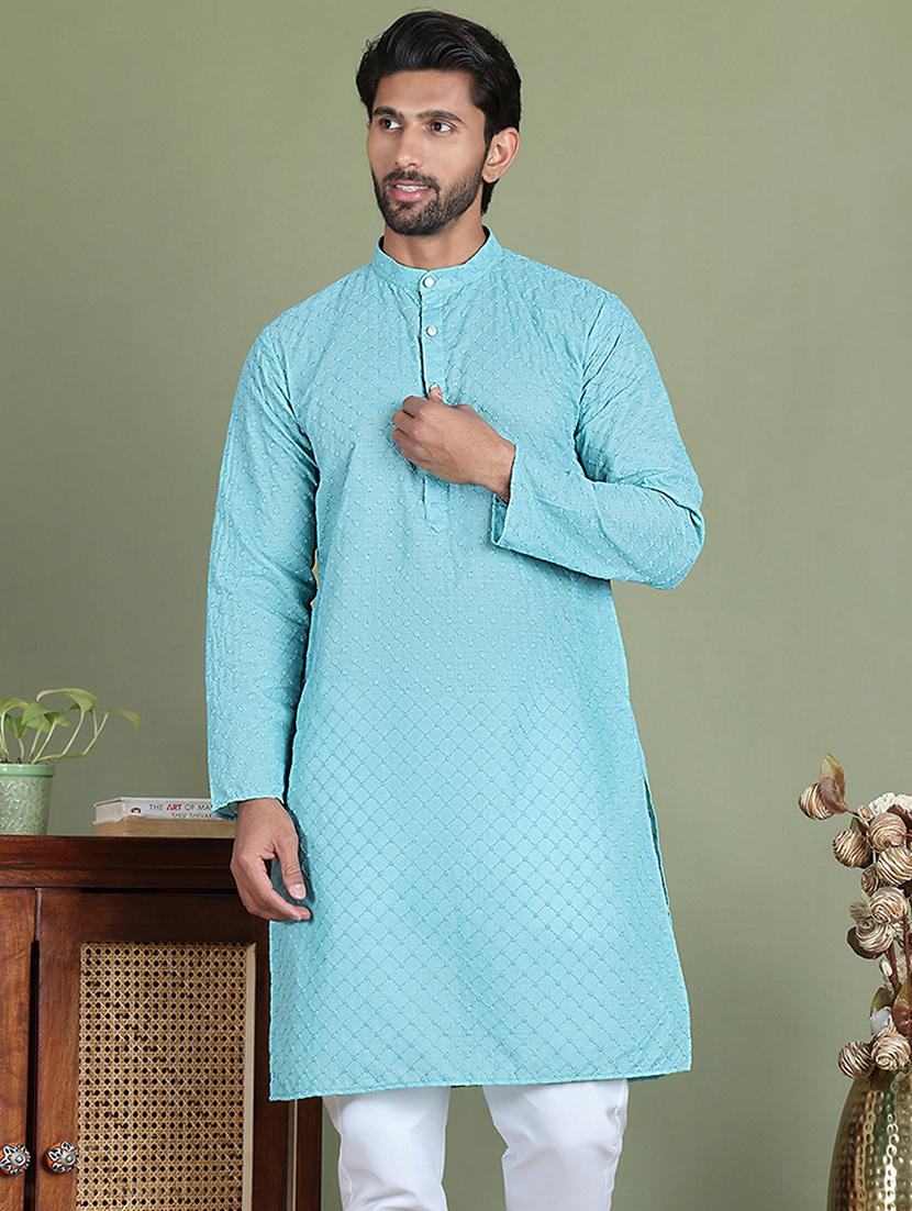 blue cotton long  kurta - 21687746 -  Zoom Image - 0