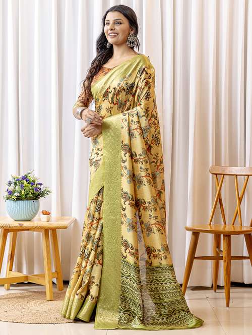 women printed bordered saree with blouse - 21687748 -  Standard Image - 0