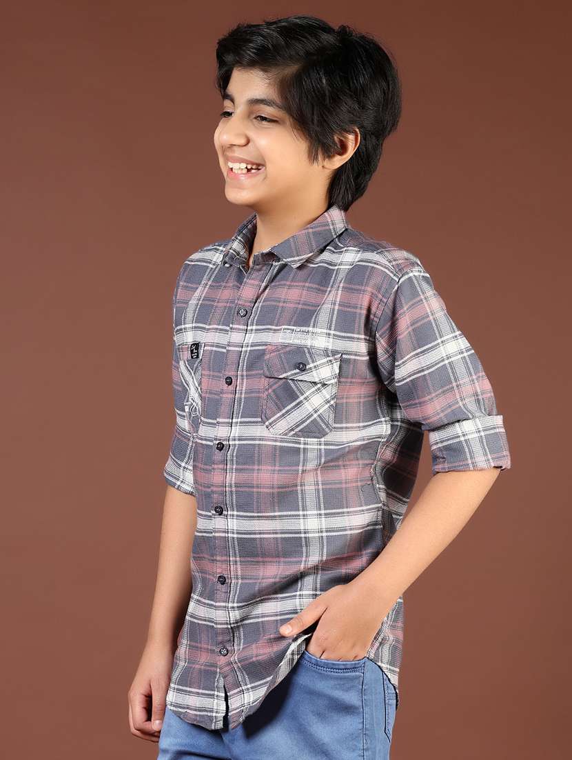 boys checkered long sleeve casual shirt - 21688164 -  Standard Image - 2