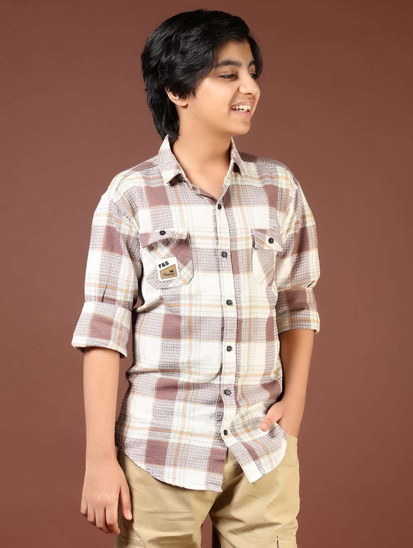 boys checkered long sleeve casual shirt - 21688166 -  Standard Image - 2