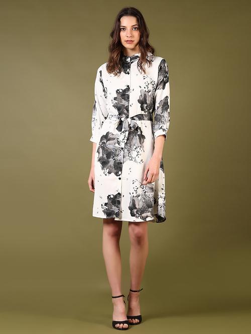 women printed mandarin a-line dress - 21688171 - Standard Image - 0