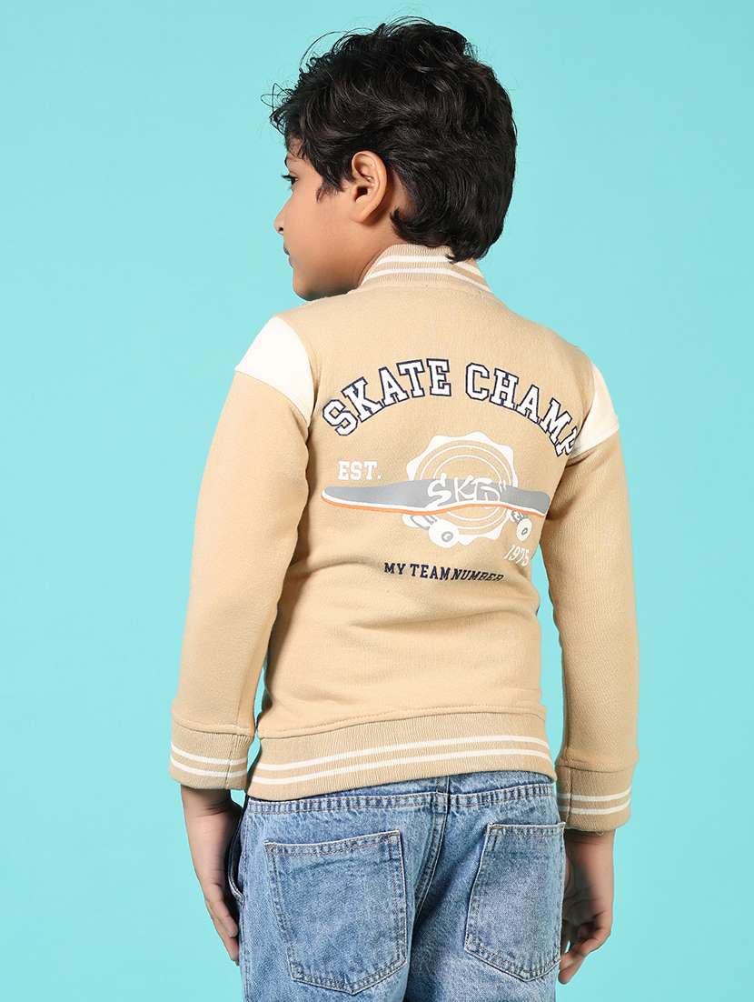 boys printed long sleeve varsity jacket