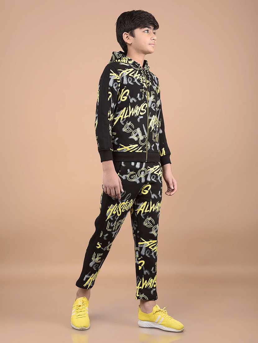 boys black typography print track wear set - 21688312 -  Standard Image - 2