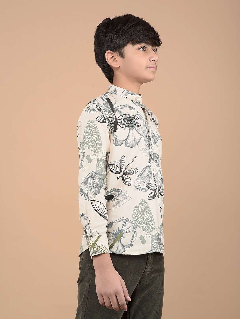 boys mandarin neck printed short kurta  - 21688320 -  Standard Image - 2