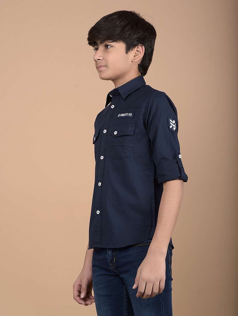 Boys Long Sleeves Placement Print Shirt