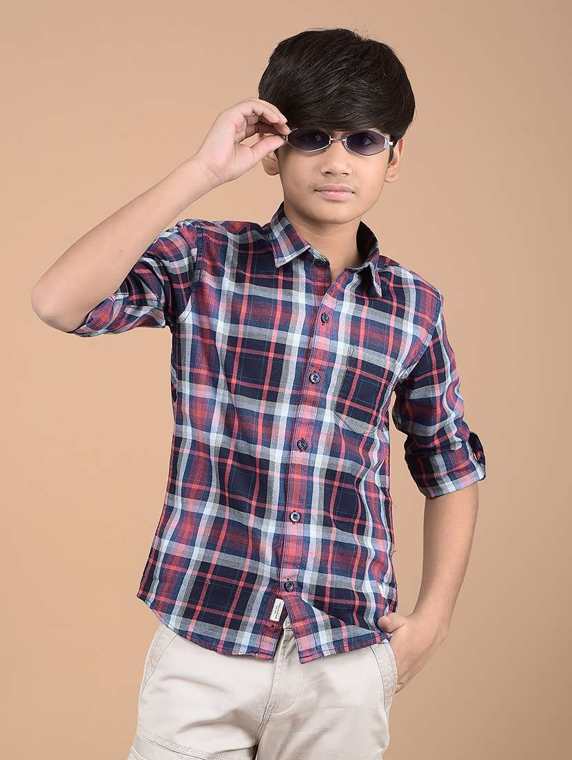 boys long sleeves checkered shirt