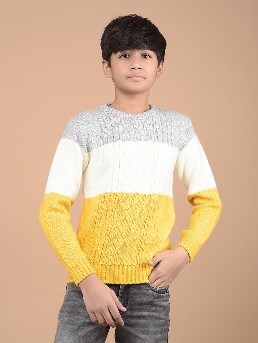boys long sleeves self design sweater