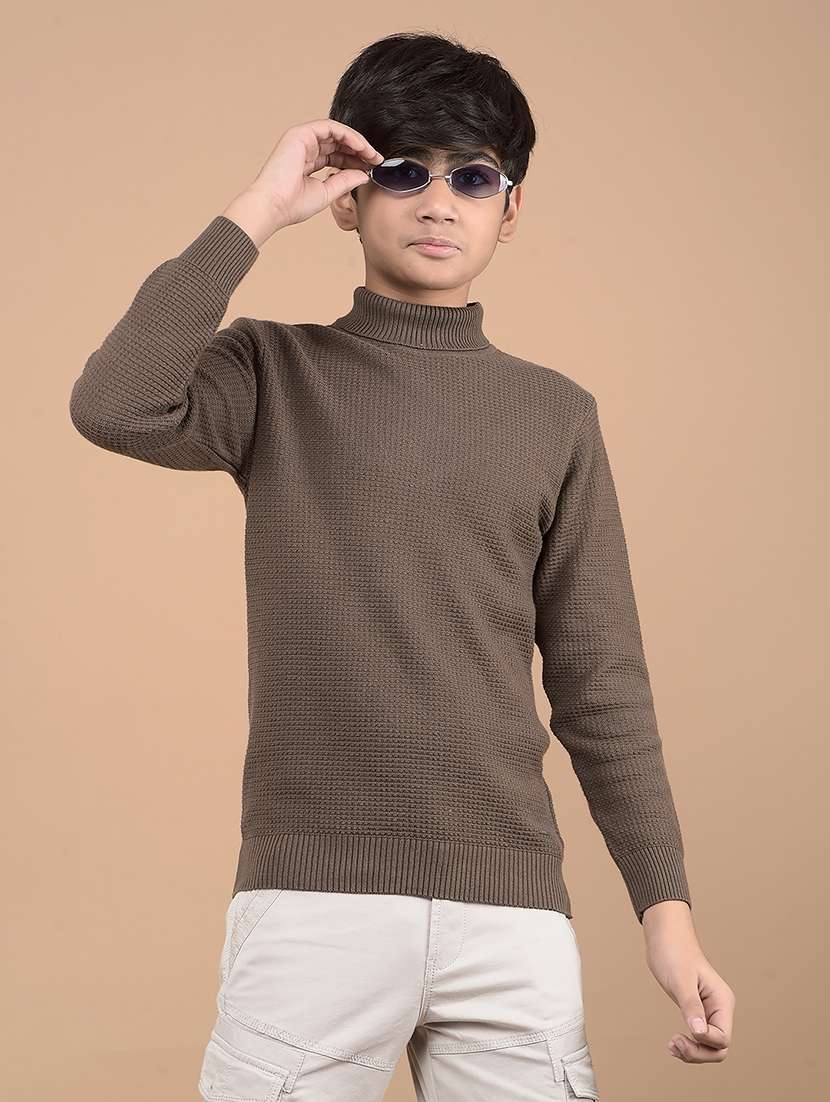 boys long sleeves self design sweater