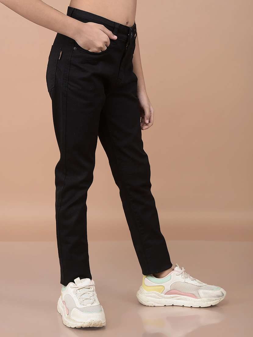 girls black skinny fit plain jeans - 21688369 -  Standard Image - 2