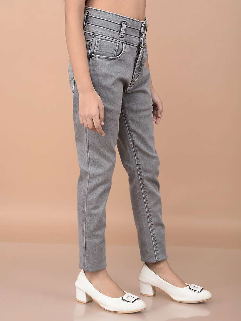 girls grey skinny fit plain jeans - 21688380 -  Standard Image - 2