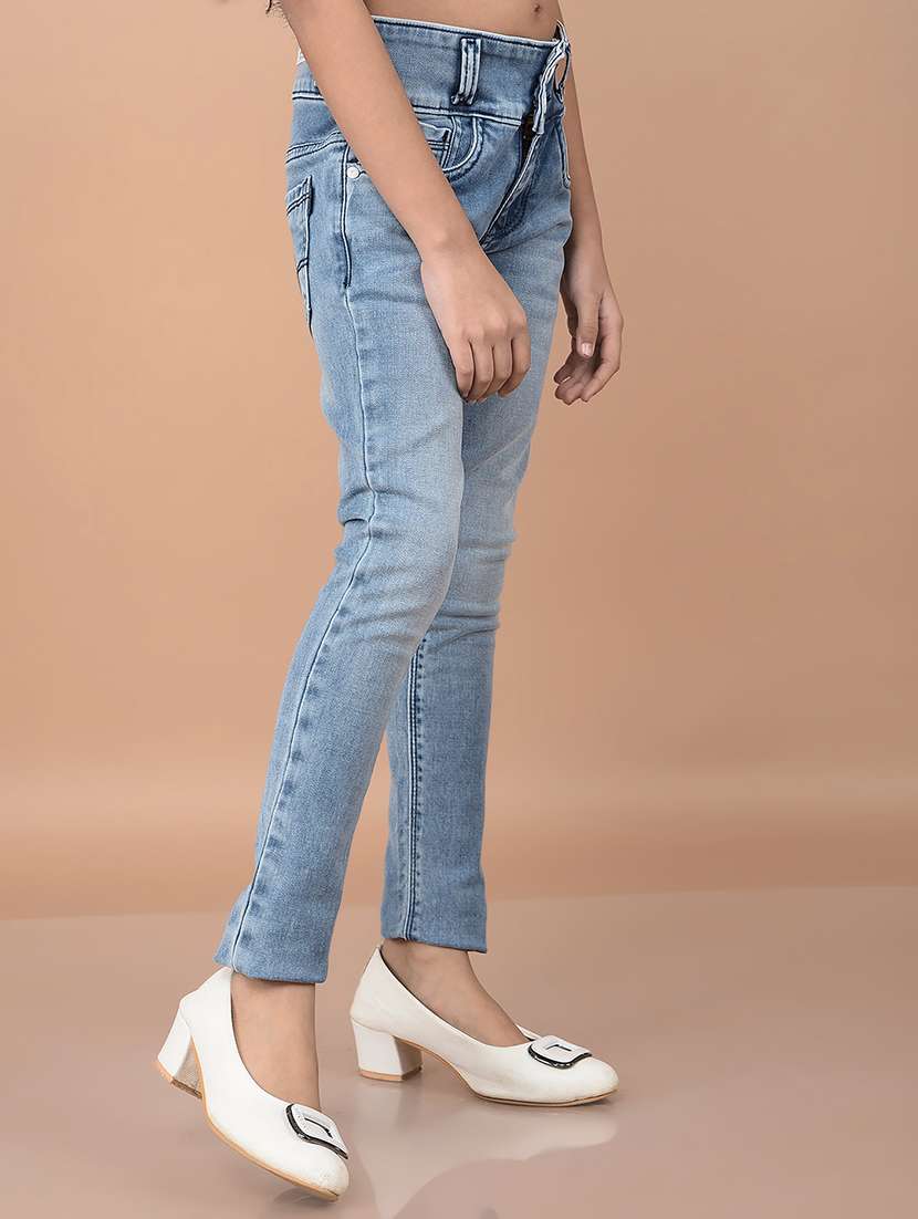 girls blue solid mid rise plain jean - 21688381 -  Standard Image - 2