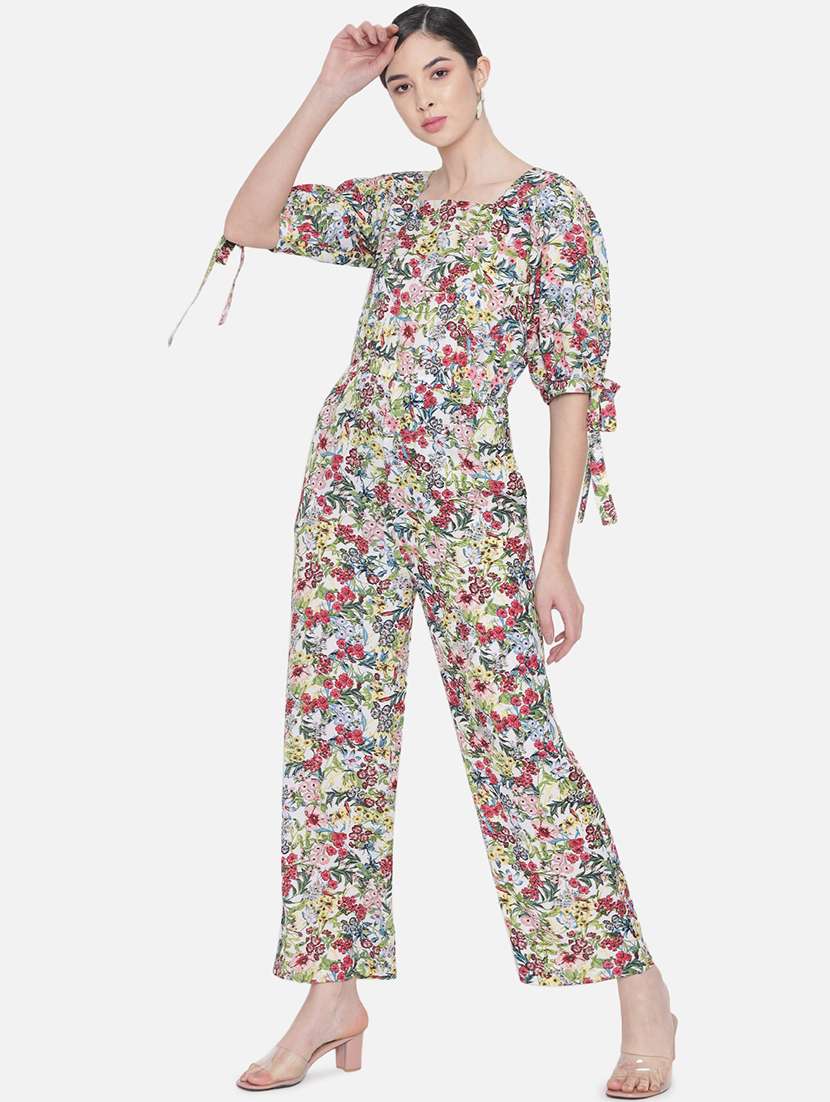 women floral print full length jumpsuit