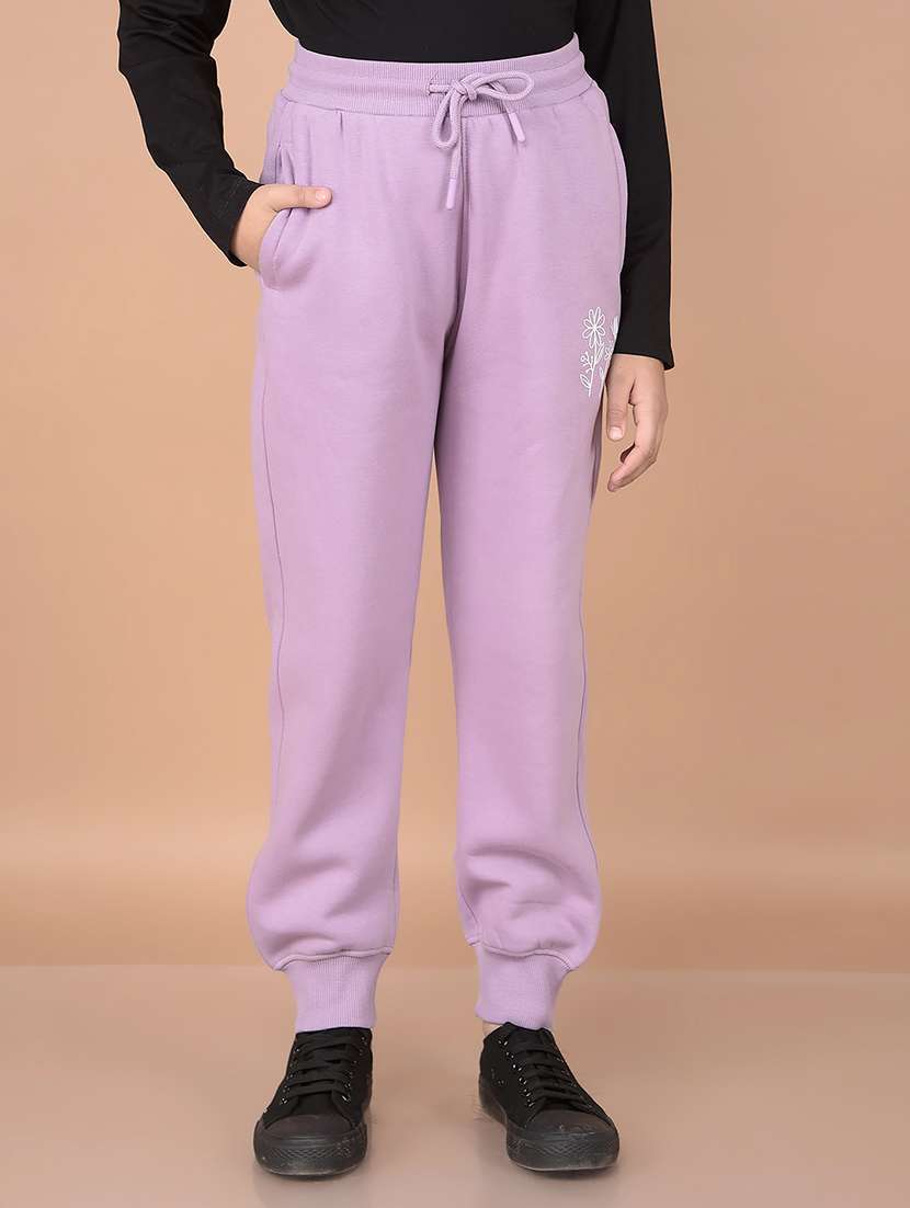 girls lavender plain joggers