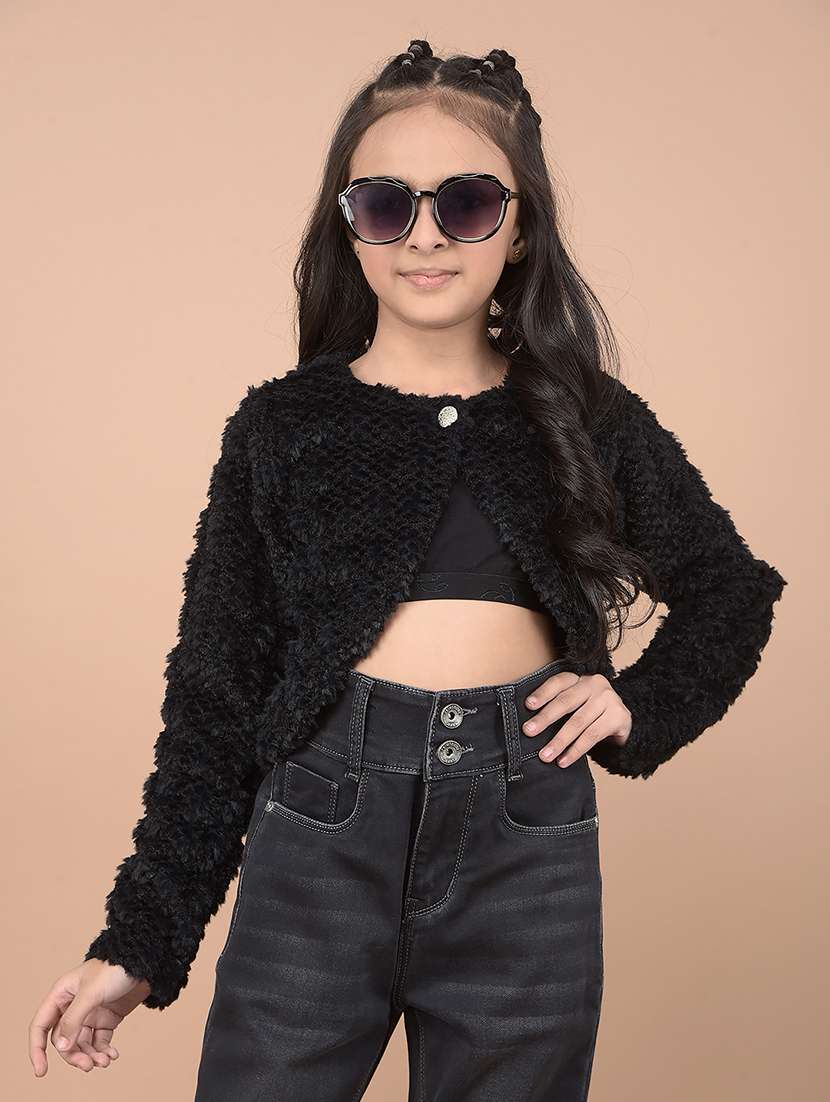 girls self design long sleeve cardigans